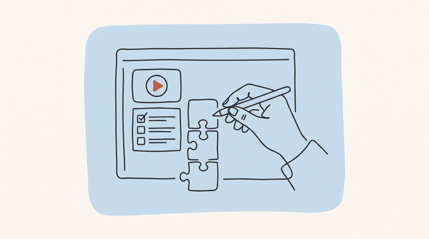 A hand tapping play on an induction video on a tablet